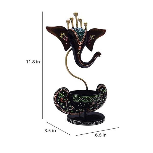 ganesh tealight candle holder, pooja room table decor home decoration and gift item – (11.8 inch, black)