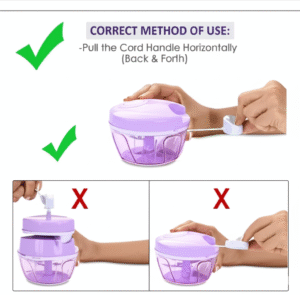 Manual Vegetable Chopper with String – Compact Hand-Pull Food Cutter for Chopping Onion, Garlic, and Vegetables