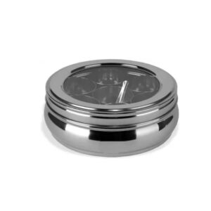 Royals Stainless Steel Masala Box Organizer with 7 Spice Containers & Spoon – Premium Spice Dabba for Kitchen Storage
