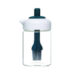 2-in-1 Oil Dispenser with Silicone Basting Brush – 230ml Leakproof Glass Bottle for Cooking, Baking, BBQ & Marinating (Pack of 1, Multi-Color)