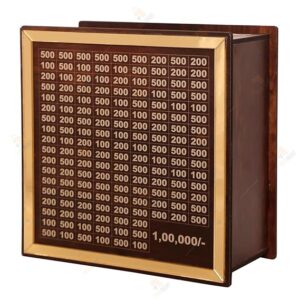 1 Lakh Wooden Piggy Bank for Kids – Handcrafted Coin & Cash Savings Box with Carved Design
